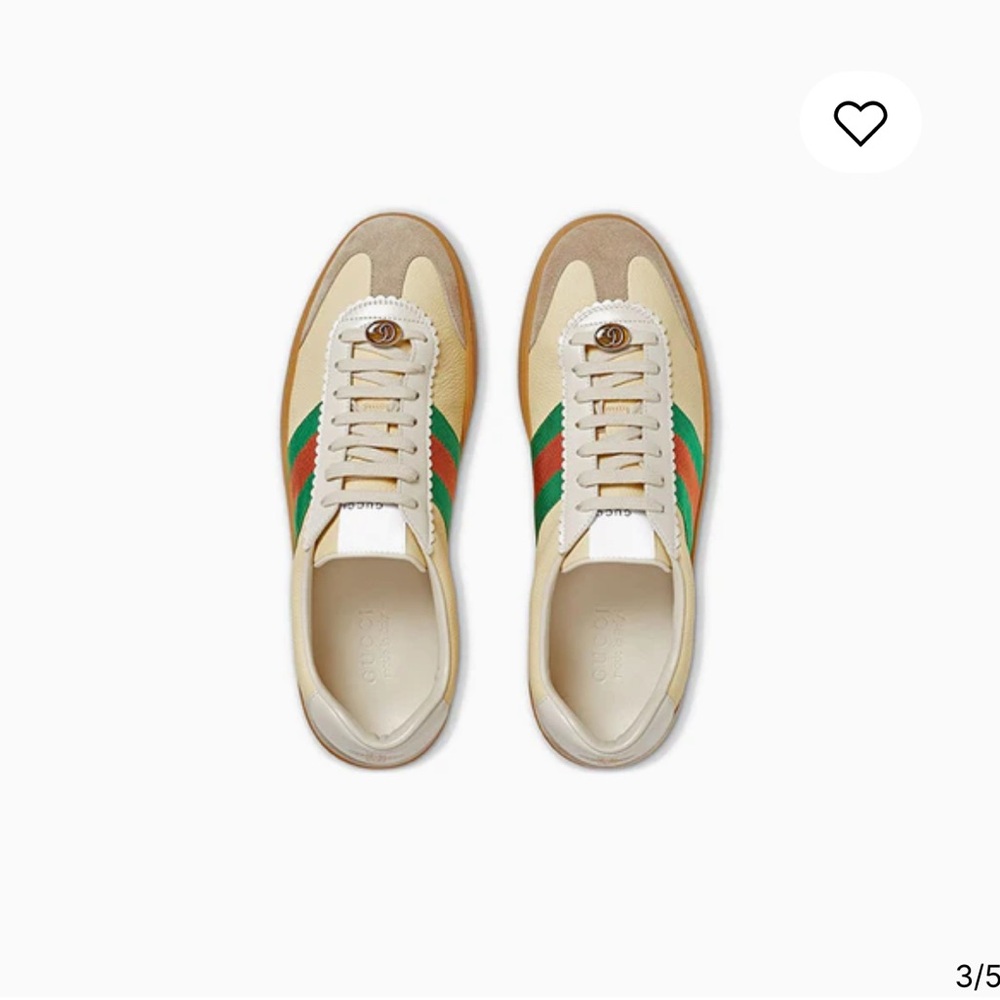 Gucci Beige and Green Stripe Sneakers